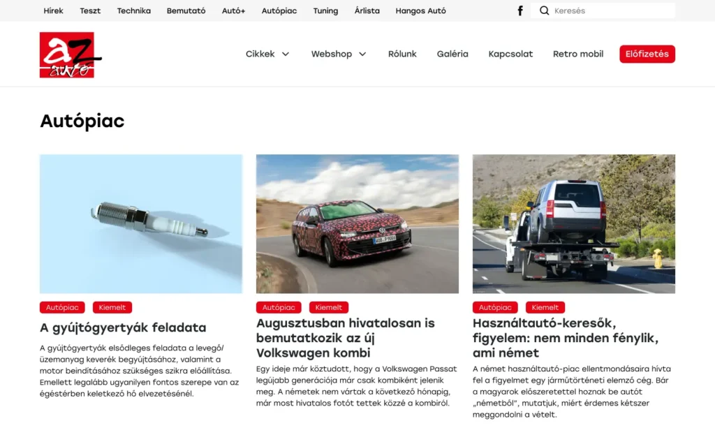 Azautó UI design és weboldalkészítés hírportál