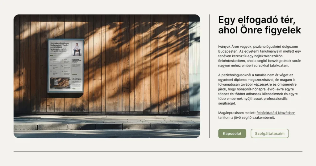 Tartalmi struktúra · Szövegezés · Arculattervezés · UX · UI design · WordPress fejlesztés