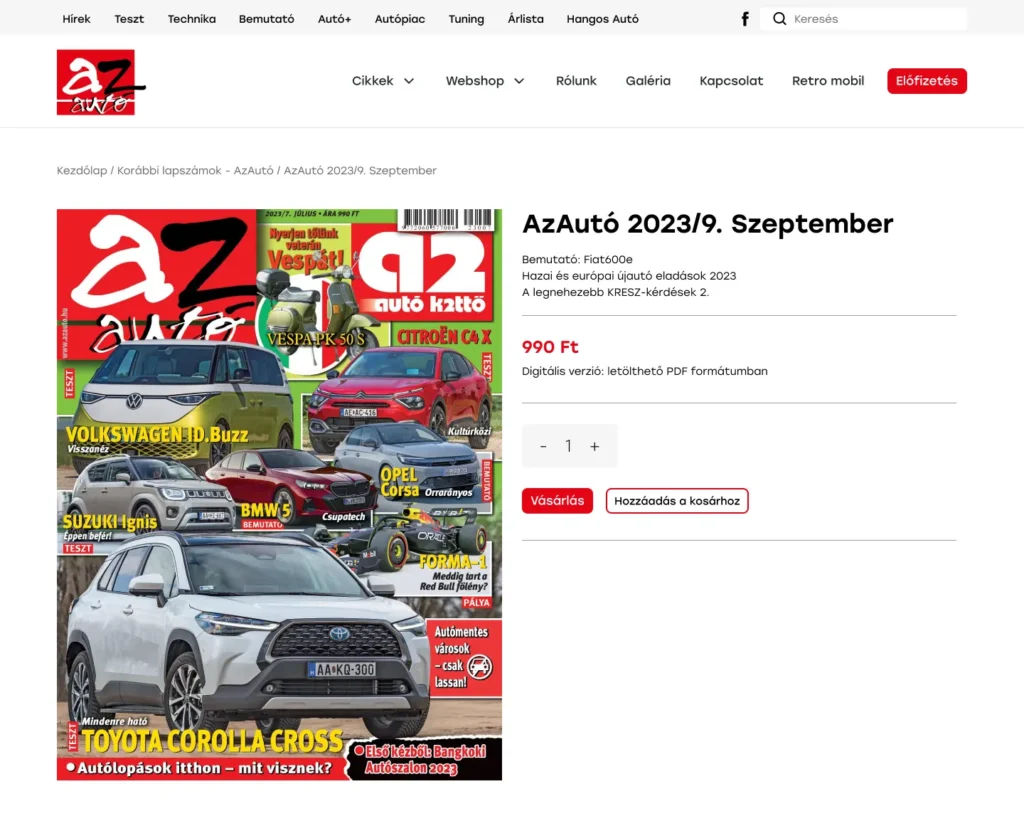 Azautó UI design és weboldalkészítés hírportál