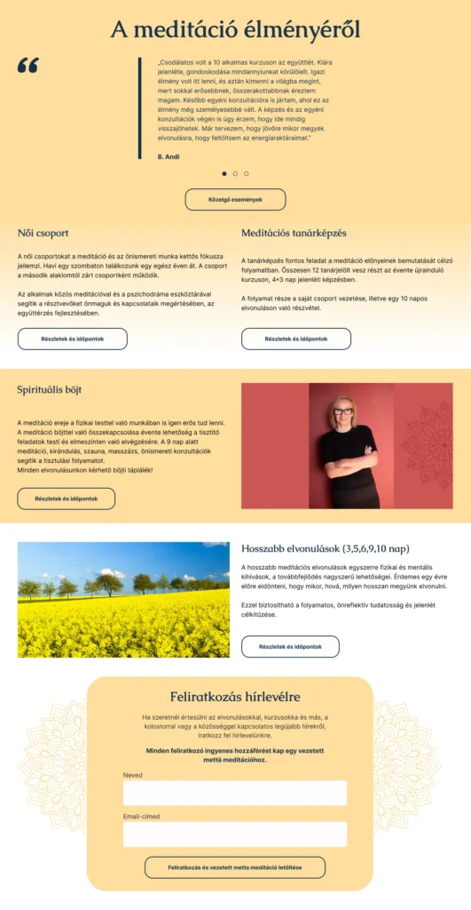 Meditáció oktató webdesign és weboldal készítés