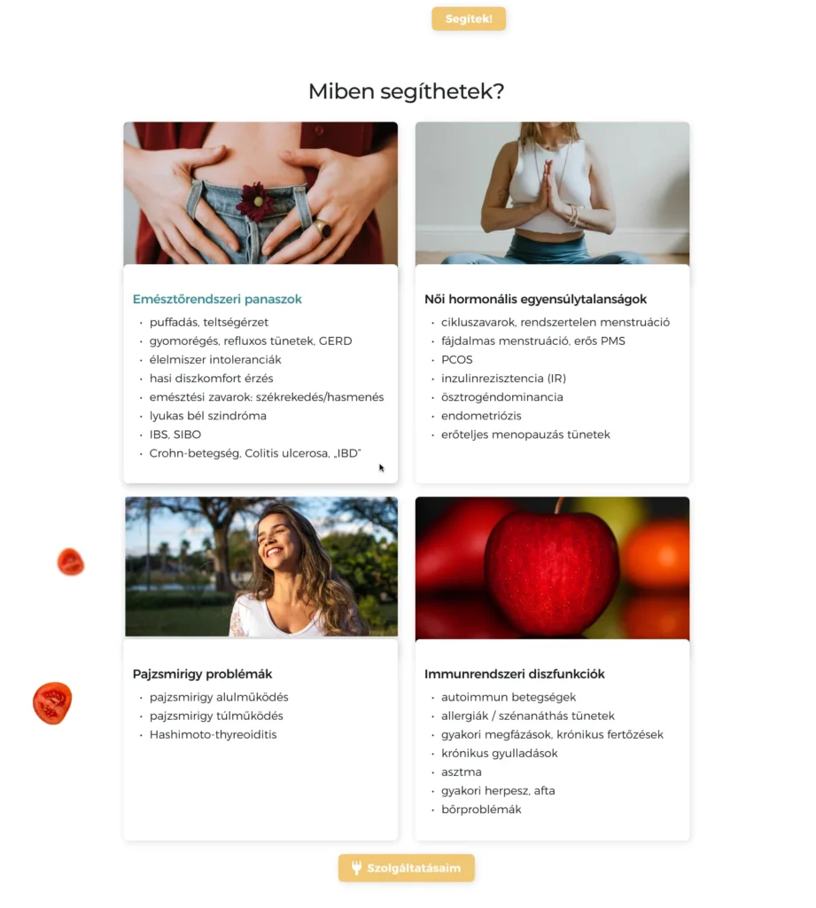 Funkcionális étkeuési tanácsadó weboldal tervezés és weboldal készítés