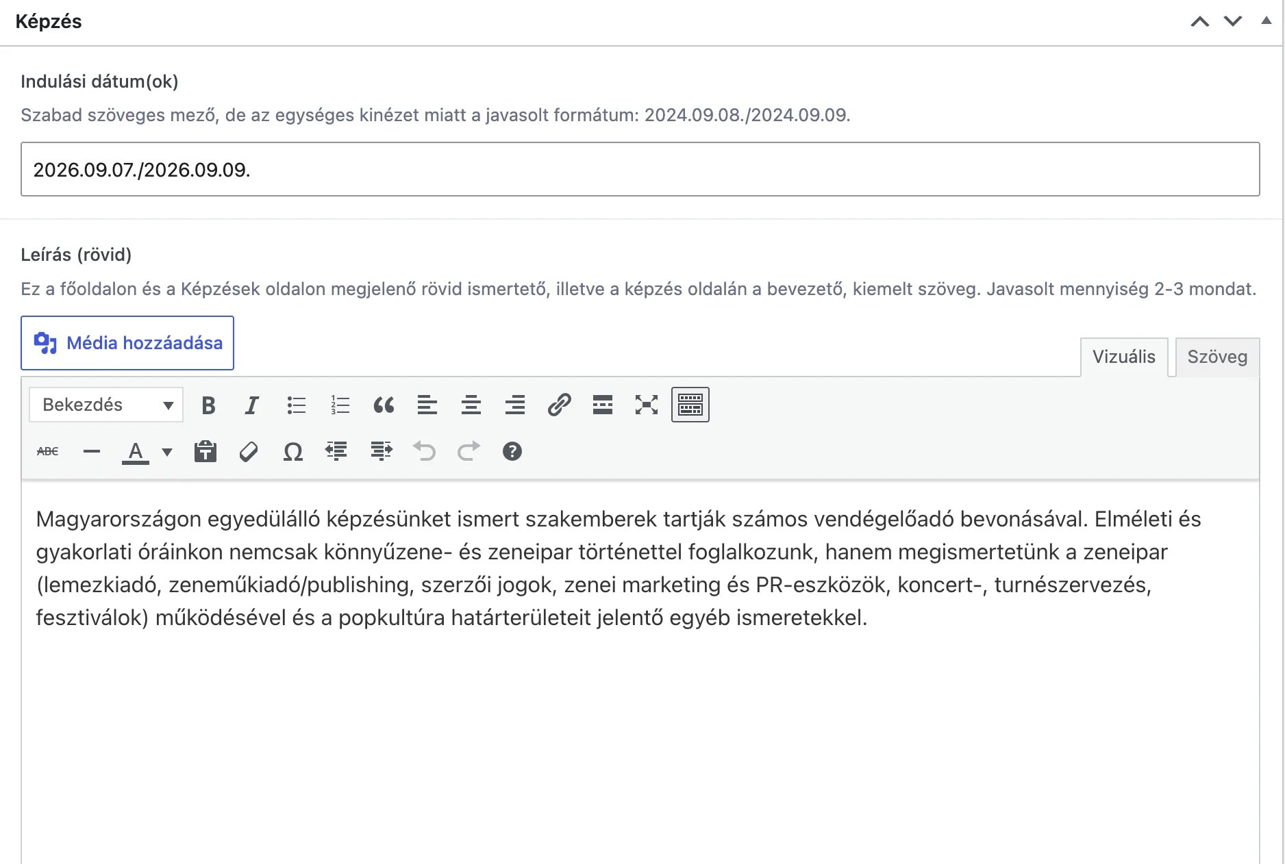 Egyszerű szerkesztői felület