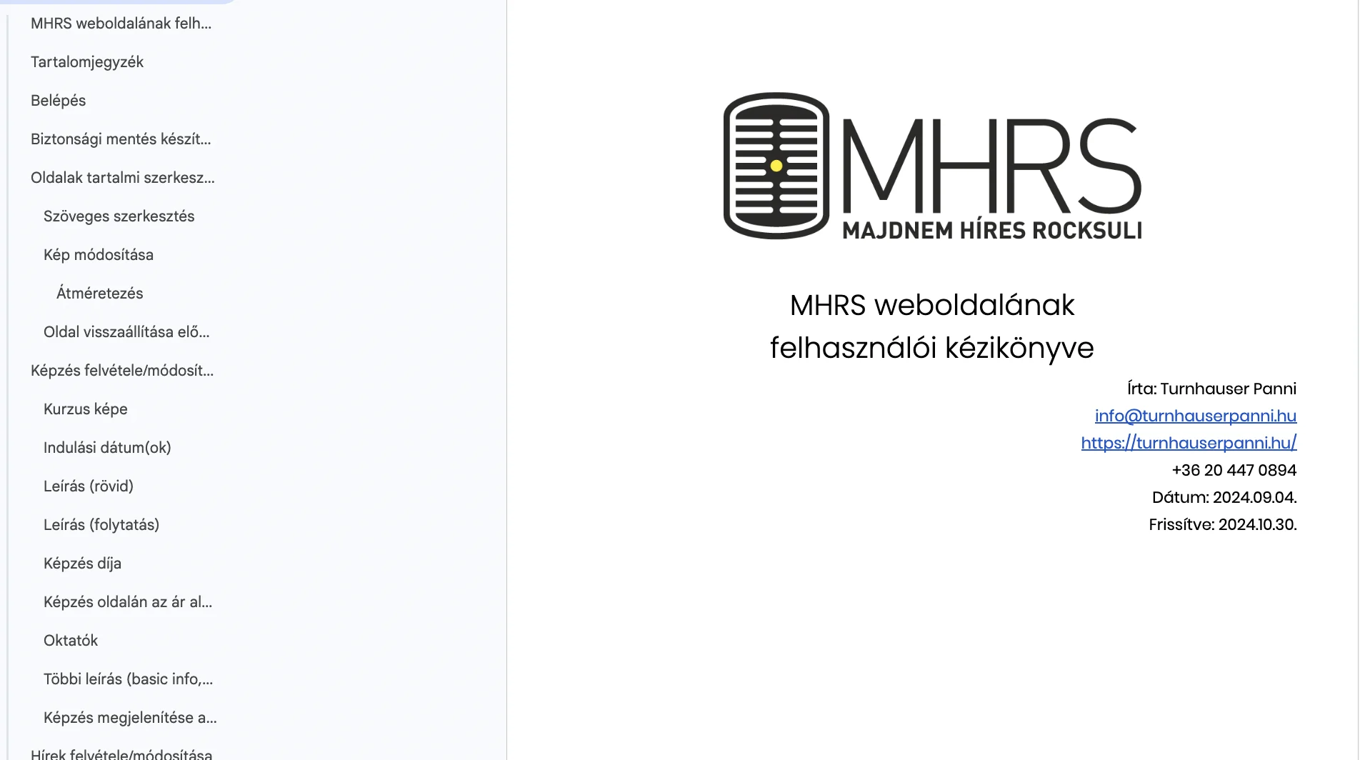 Felhasználói kézikönyv