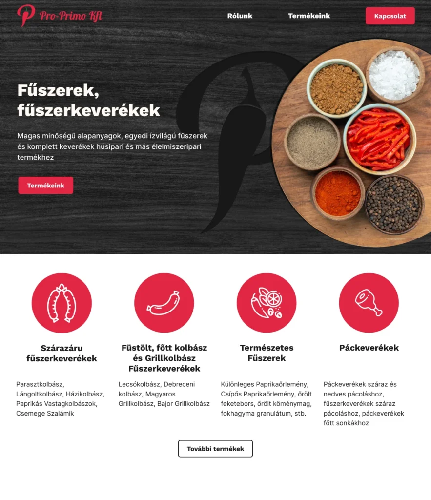Webdesign és weboldal készítés fűszercégnek