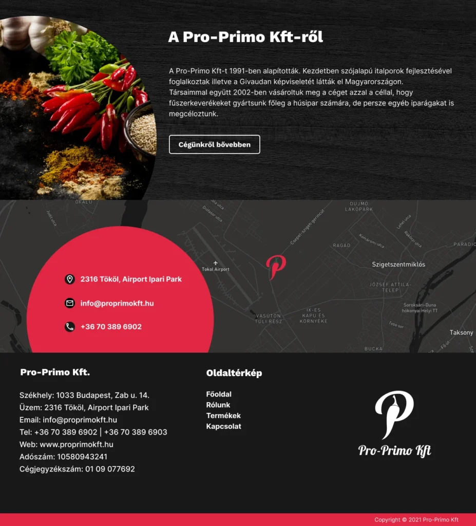 Webdesign és weboldal készítés fűszercégnek